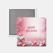 Pink White Christmas Balls Holiday Magnet (Vorderseite/Rückseite)