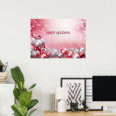 Pink White Christmas Balls Holiday Poster (Heimbüro)