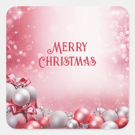 Pink White Christmas Balls Sticker (Vorderseite)