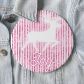 Pink & White Christmas Joy Reindeer Button (Beispiel)