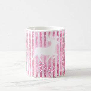 Pink & White Christmas Joy Reindeer Kaffeetasse