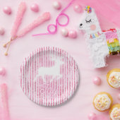 Pink & White Christmas Joy Reindeer Pappteller (Party)