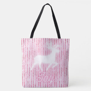 Pink & White Christmas Joy Reindeer Tasche