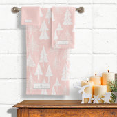 Pink White Christmas Pattern#6 ID1009 Badhandtuch Set