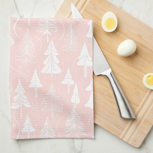 Pink White Christmas Pattern#6 ID1009 Geschirrtuch (Viertel Falte)