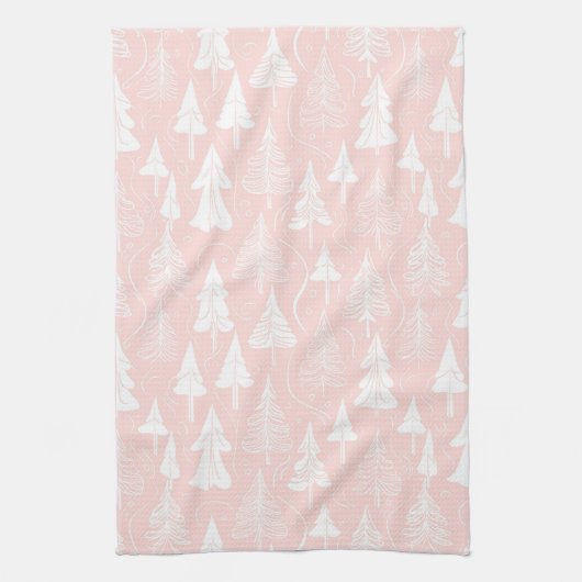 Pink White Christmas Pattern#6 ID1009 Geschirrtuch (Vertikal)
