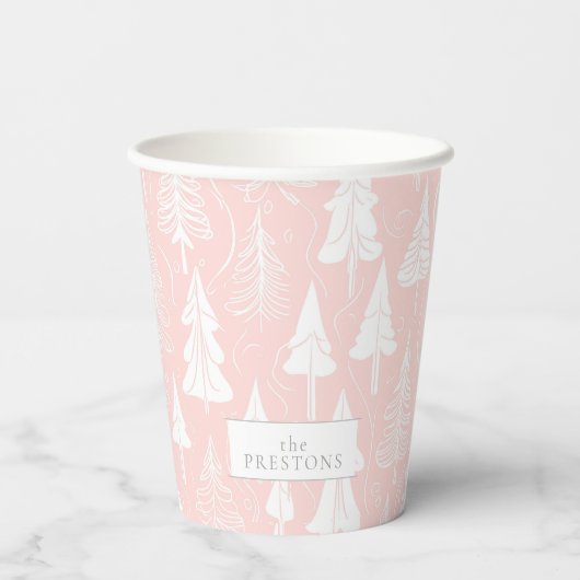 Pink White Christmas Pattern#6 ID1009 Pappbecher (Rückseite)