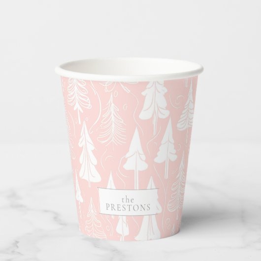 Pink White Christmas Pattern#6 ID1009 Pappbecher (Vorderseite)