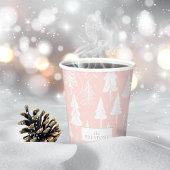Pink White Christmas Pattern#6 ID1009 Pappbecher