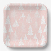 Pink White Christmas Pattern#6 ID1009 Pappteller (Vorderseite)