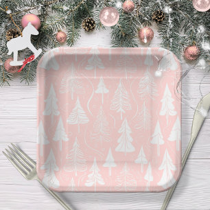 Pink White Christmas Pattern#6 ID1009 Pappteller