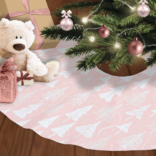 Pink White Christmas Pattern#6 ID1009 Polyester Weihnachtsbaumdecke