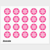 Pink White Christmas Snowflags Design Runder Aufkleber (Blatt)