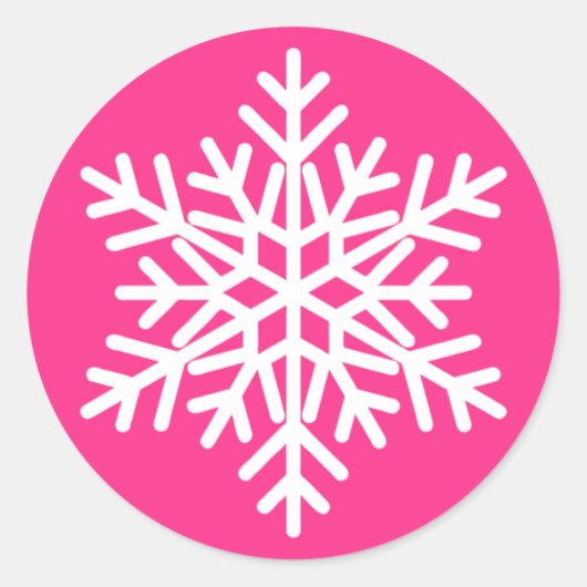 Pink White Christmas Snowflags Design Runder Aufkleber (Vorderseite)