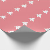 Pink White Christmas Tree Muster Geschenkpapier (Ecke)