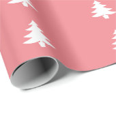 Pink White Christmas Tree Muster Geschenkpapier (Rolleneckpunkt)
