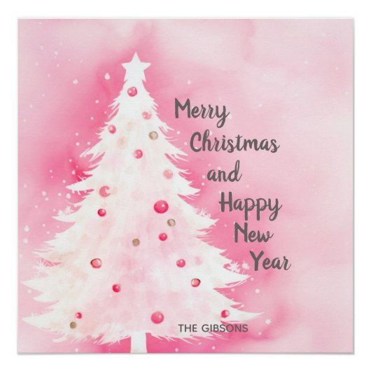 Pink White Christmas Tree Poster (Vorderseite)