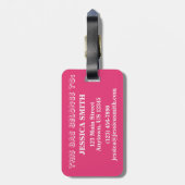 Pink White Circus Zoo Tierkekse Cracker Gepäckanhänger (Rückseite vertikal)