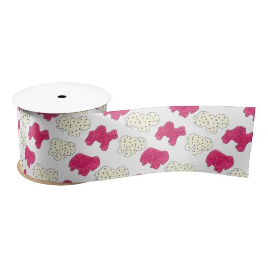 Pink White Circus Zoo Tierkekse Cracker Satinband (Spule)