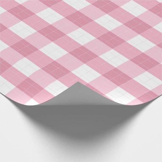 Pink & White Classic Gingham Pattern Geschenkpapier (Ecke)