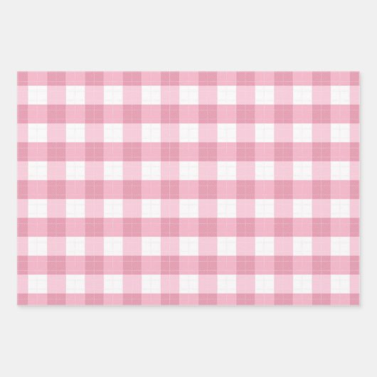 Pink & White Classic Gingham Pattern Geschenkpapier Set (Vorderseite)