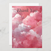 Pink & White Clouds Thank You Card Einladung (Vorne/Hinten)