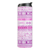 Pink White Cozy Stripes Christmas Thermosbecher (Nach links gedreht)