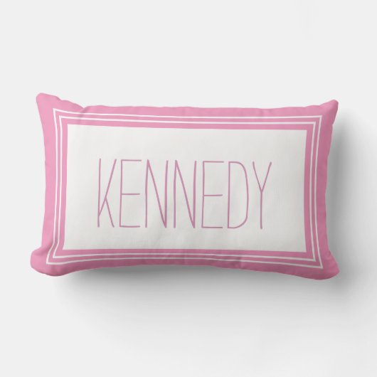 Pink White Custom Monogram Name Keake Lendenkissen (Vorderseite)