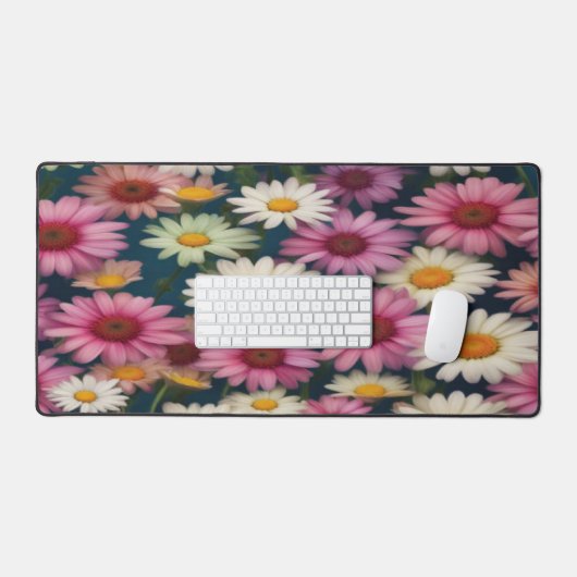 Pink & White Daisies - Desk Mat Schreibtischunterlage (Tastatur & Maus)