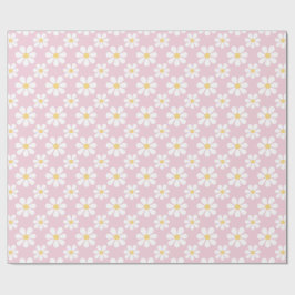Pink White Daisy Pattern Geschenkpapier