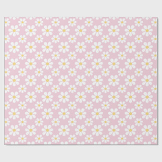 Pink White Daisy Pattern Geschenkpapier