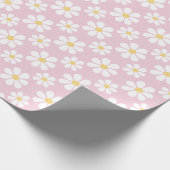 Pink White Daisy Pattern  Geschenkpapier (Ecke)