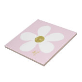 Pink White Daisy Simple Floral Gold Personal Fliese (Seite)