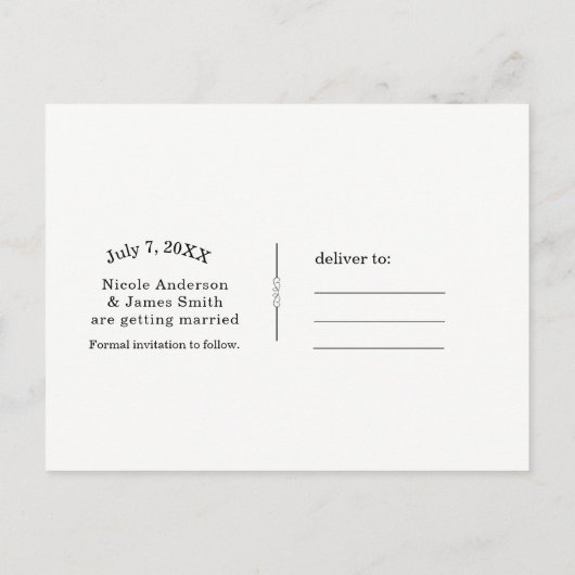 Pink & White Damask Chic Wedding Save the Date Ankündigungspostkarte (Rückseite)