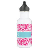Pink White Damask Custom Edelstahlflasche (Rechts)