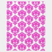 Pink & White Damask Muster Chic Elegantes Design T Fleecedecke (Vorderseite)