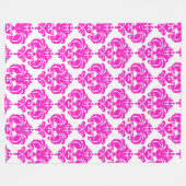 Pink & White Damask Muster Chic Elegantes Design T Fleecedecke (Vorderseite (Horizontal))