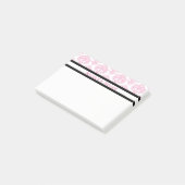 Pink & White Damask Muster Modernes Personalisiert Post-it Klebezettel (angewinkelt)