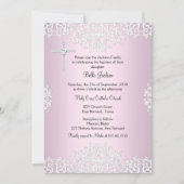 Pink White Damask Taufen/Christening Einladung (Vorderseite)