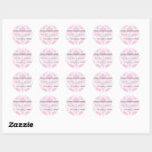 Pink & White Damask Vintage Hochzeitsfeier Gefalle Runder Aufkleber (Blatt)
