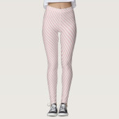 Pink White Diagonal Stripes Muster Leggings (Vorderseite)