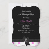 Pink White Diamond Herz Black Polka Dots Geburtsta Einladung (Rückseite)