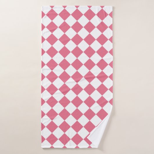 Pink White Diamond Schachbrett Muster Badehandtuch (Badehandtuch)