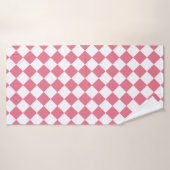 Pink White Diamond Schachbrett Muster Badehandtuch (Badehandtuch)