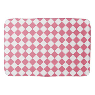 Pink White Diamond Schachbrett Muster Badematte