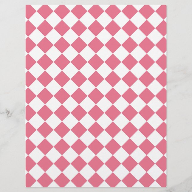Pink White Diamond Schachbrett Muster Briefbogen (Vorderseite)