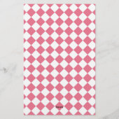 Pink White Diamond Schachbrett Muster Briefpapier (Rückseite)