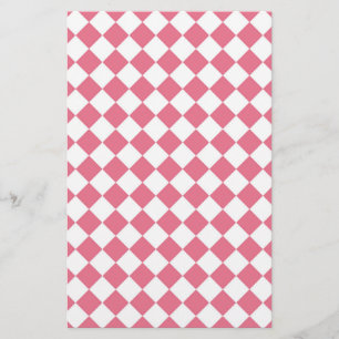 Pink White Diamond Schachbrett Muster Briefpapier
