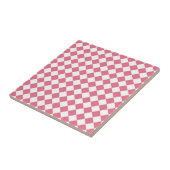 Pink White Diamond Schachbrett Muster Fliese (Seite)