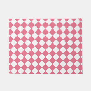 Pink White Diamond Schachbrett Muster Fußmatte